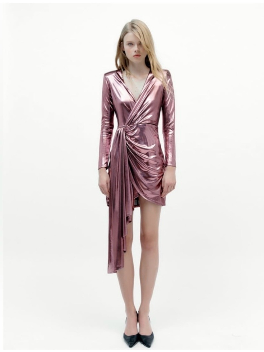 Zara Metallic Wrap Mini Dress Beautiful statement piece Cocktail/Party Attire